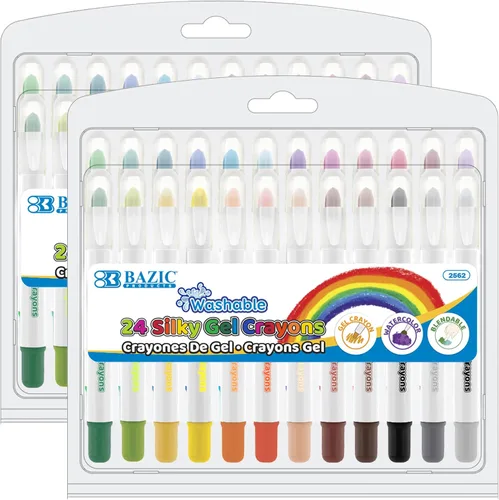Vista 11 de BAZIC PRODUCTS 12 crayones de gel de colores, 12 unidades, fórmula de gel sedoso, para niños, arte para colorear en la escuela