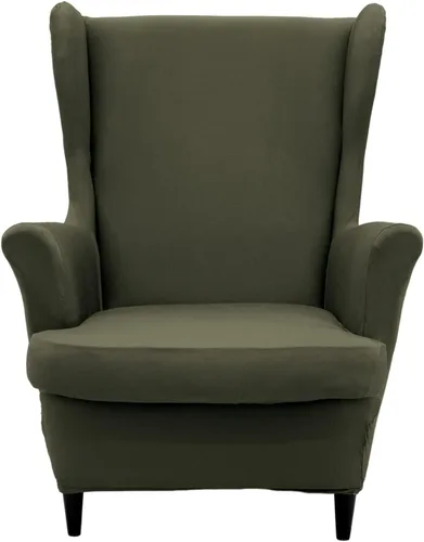 Vista 9 de NILUOH Funda para silla con respaldo de alas de 2 piezas, funda de silla de alas suaves elásticas de color sólido, funda de sillón sofá