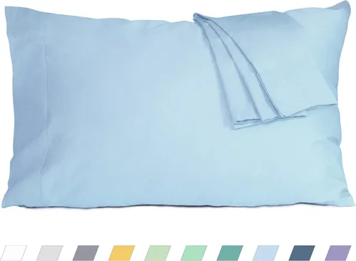 Vista 28 de Pillow Cases 100% Cotton Percale Standard Queen Set of 2 Blue Floral Floral Pillowcases Breathable Hypoallergenic Pre-Shrunk, 20 Inch x 30 Inch