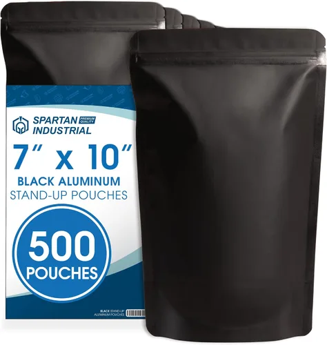 Vista 27 de Spartan Industrial Bolsas de Mylar de Pie de 3.5" X 5.5" Negro Mate - 100 Bolsas Pequeñas a Prueba de Olores con Apertura Termosellable y Cremallera
