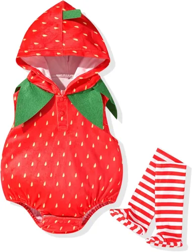 Vista 7 de Aalizzwell Ropa infantil de Halloween para bebé, con capucha de frutas, traje de mameluco Banana