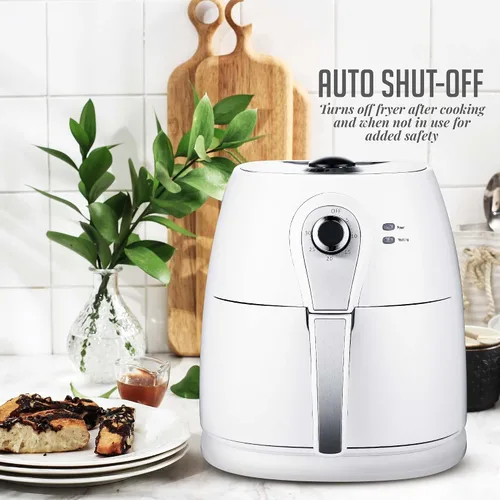 Vista 4 de OVENTE Freidora de aire compacta, olla caliente eléctrica de 3.2 cuartos de galón con potencia de 1400 W, temperatura ajustable, apagado automático