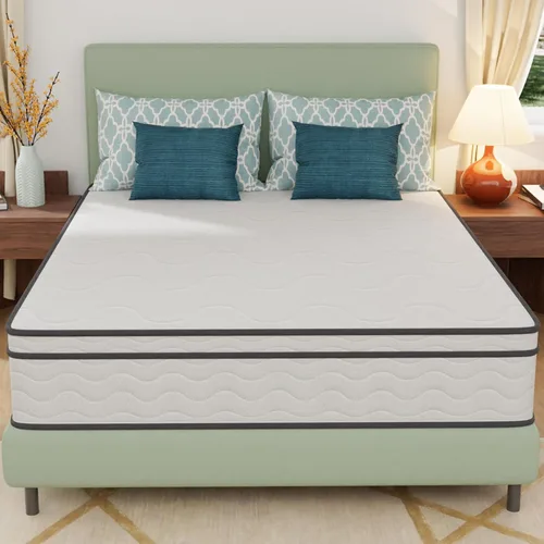 Vista 8 de BLKMTY Colchón de tamaño matrimonial de 12 pulgadas con resortes interiores de espuma viscoelástica de gel de carbón de bambú en una caja, colchón