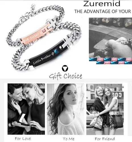 Vista 34 de Regalo para enamorado, para él y ella, pulseras grabadas personalizadas para parejas, para mujeres y hombres, juego a juego, regalo de aniversario