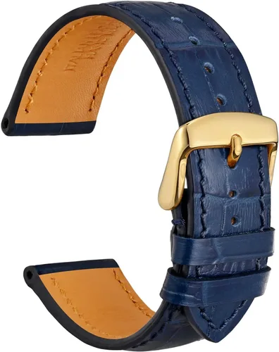Vista 37 de WOCCI - Correas para reloj de cuero italiano, grano de cocodrilo en relieve, elige color y ancho 14 mm 18 mm 19 mm 20 mm 21 mm 22 mm, Negro