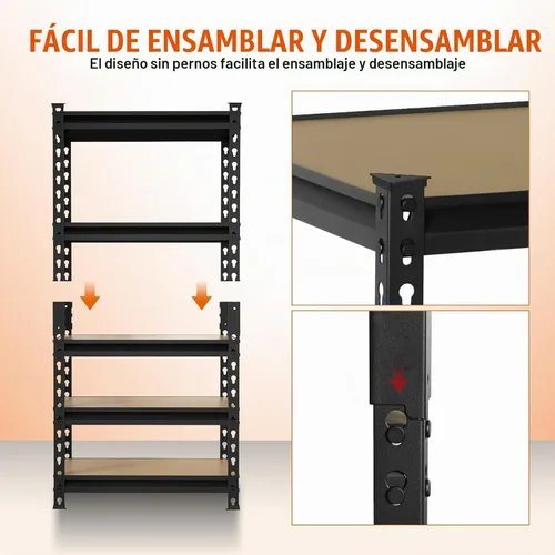 Vista 8 de Big RED Estantería de almacenamiento, 5 niveles ajustables, estantes de garaje de metal resistente/estante de utilidad para cocina, despensa
