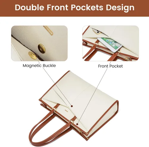 Vista 3 de LOVEVOOK Bolsa para laptop para mujer, bolsa de trabajo para laptop de 15.6 pulgadas, bolsa de trabajo Cancas, bolso casual para viajes, bolsas