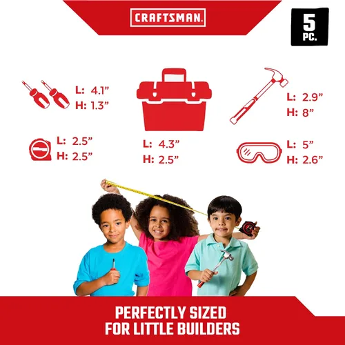 Vista 5 de Caja de herramientas+juego 4-5 piezas PH Mini destornillador, Mini destornillador plano, cinta métrica, gafas de seguridad, caja de herramientas
