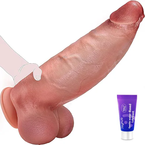 Vista 10 de Sex Toys - Consolador grande realista – Juguete sexual de 10.8 pulgadas de silicona marrón curvado, consoladores gigantes de doble capa para punto G