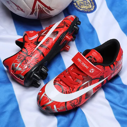 Vista 3 de ZVC Tacos de fútbol para niños y niñas, zapatos de fútbol para exteriores con suelo firme para jóvenes (niño pequeñoniño grande)