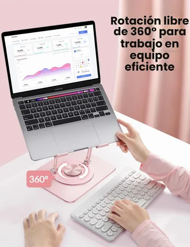 Vista 3 de Vaydeer Soporte Ajustable para Laptop de Escritorio, Elevador de Soporte para Laptop con Base de Rotación Libre de 360° y Diseño Plegable, Elevador