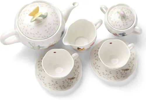 Vista 7 de Lenox Butterfly Meadow - Juego de té de 8 piezas, servicio para 2, color blanco
