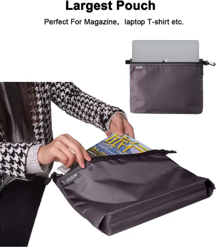 Vista 2 de GOX Paquete de 3 bolsas de aseo de viaje para hombres, organizador de equipaje de mano, bolsa con cremallera, bolsa portátil para cosméticos
