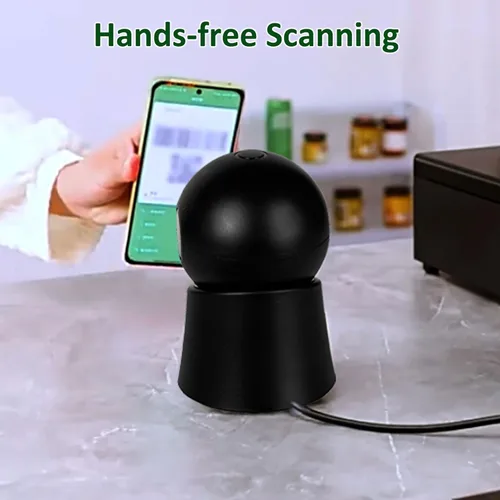 Vista 5 de Escáner de código de barras 1D 2D, escáner QR manos libres con cable USB, lector de código de barras omnidireccional compatible con escaneo