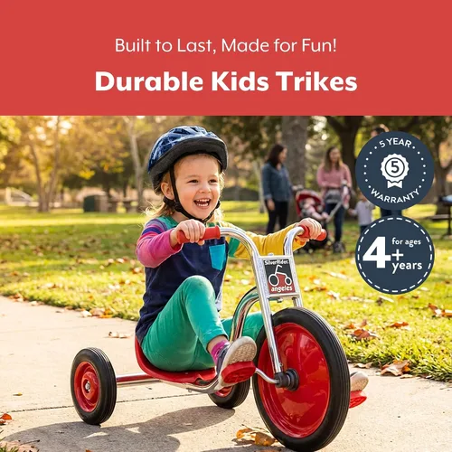 Vista 4 de Angeles Triciclo para niños, triciclo para niños pequeños con neumáticos de goma sólidos sin aire, bicicleta para niños para preescolares