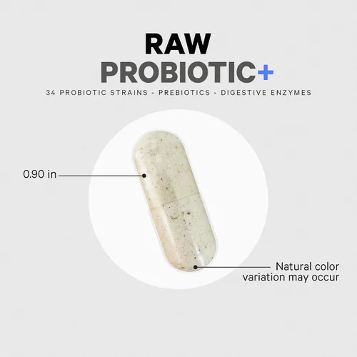 Vista 8 de Codeage Raw Probiotic+ - Suplemento probiótico de 100 mil millones de UFC con 34 cepas, prebióticos y enzimas digestivas, cultivo de kéfir