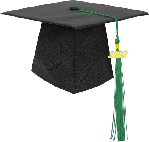 Vista 7 de Gorra de graduación negra con borla 2023/2024 para secundaria y licenciatura Negro Tassel