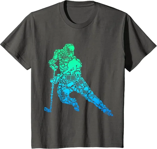 Vista 33 de Jugador de hockey sobre hielo Camiseta de hockey sobre hielo para hombres y niños Asphalt Grey
