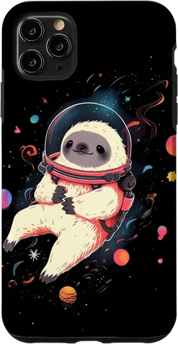 Vista 13 de Sloth Floating in Space Planets Stars Sloth Lover Case for iPhone 16