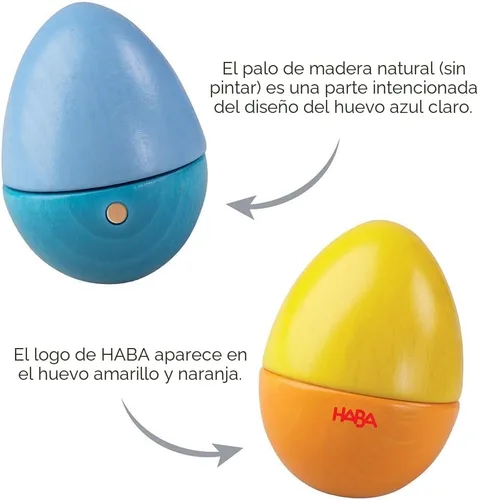 Vista 7 de Huevos musicales Haba, huevos de madera con acústica y 5 sonidos (fabricado en Alemania)