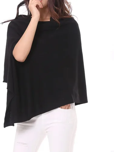 Vista 5 de BRUCERIVER Poncho largo de punto para mujer, mezcla de lana, versátil, multiestilo, chal