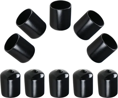 Vista 7 de Cubierta de tapa de extremo redondo de goma de 0.59 pulgadas (0.591 in), protectores de rosca de tornillo de PVC flexible de tubería de tubería
