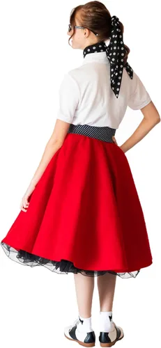Vista 2 de Hip Hop 50's Shop Falda de caniche de los años 50, enagua y polo con accesorios, conjunto de disfraz de 7 piezas para adultos