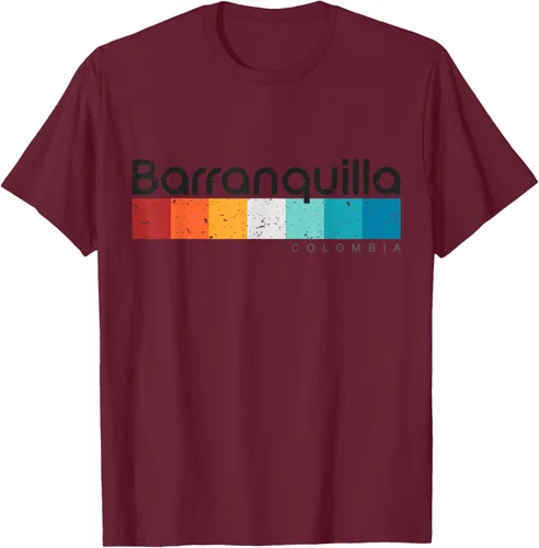 Vista 15 de Barranquilla Colombia - Camiseta de diseño vintage de estilo retro, Blanco, S