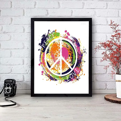 Vista 3 de DVWIVGY Kit de pintura de diamante 5D con símbolo de paz hippie para adultos y niños, acuarela, estilo colorido, bricolaje, pintura por números, kit