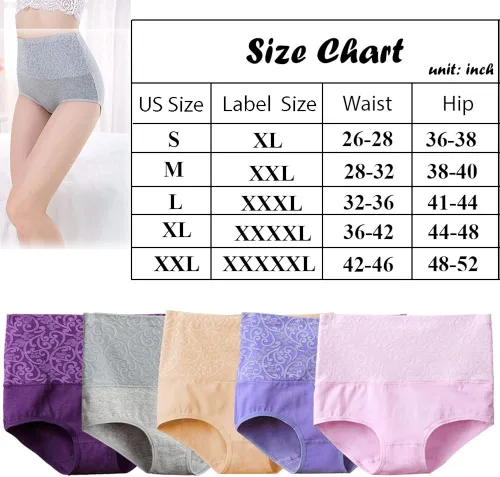 Vista 7 de Women's High Waist Panties Tummy Control Briefs Cotton Underwear No Muffin Top