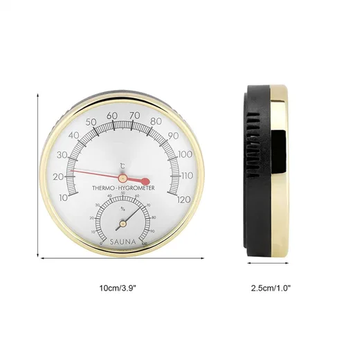 Vista 5 de Termómetro de sala de sauna, termómetro interior con esfera metálica, higrómetro, higrómetro, termómetro de sauna, temperatura ambiente, medición