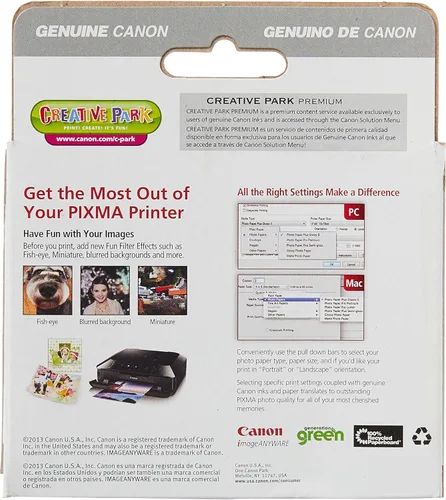 Vista 4 de Canon PGI-250/CLI-251 con papel fotográfico, 50 hojas PGI-250XL, color negro, paquete doble compatible con impresoras MG6320, iP7220 y MG5420