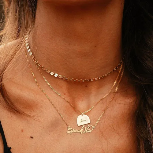 Vista 5 de NONTAI Collar inspirado en TS para mujer, Swiftie - Reputación del amante del folklore 1989 Collar rojo hablar ahora sin miedo para Eras Music