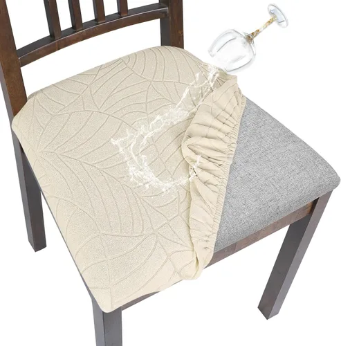 Vista 19 de SearchI Juego de 2 fundas de asiento para sillas de comedor, fundas de asiento elásticas con estampado, extraíbles y lavables, fundas de cojín