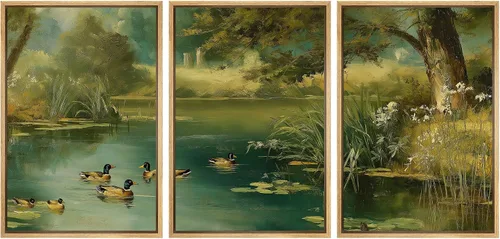 Vista 28 de Ashbrook Set de Arte de Pared en Lienzo Enmarcado, Naturaleza, Horizonte de Playa Nebulosa, Ilustraciones de Área Silvestre, Bellas Artes, Paisaje