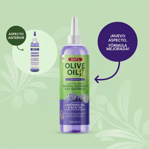 Vista 3 de ORS Aceite de oliva Braidzone Herbal Cleanse Dry Shampoo con lavanda y aceite de acai para nutrición, 8 onzas