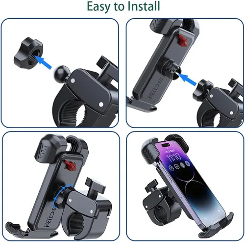 Vista 7 de Soporte de teléfono para bicicleta, soporte para teléfono celular para iPhone 16, 15, 14, 13, Galaxy S24, S23 y teléfono inteligente de 4.5-7