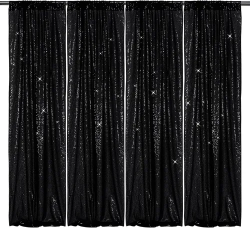 Vista 22 de PartyDelight Cortinas de fondo de lentejuelas color azul bebé, 2 paneles de 2 x 8 pies, alta densidad de 0.118 in, fondo de lentejuelas brillantes