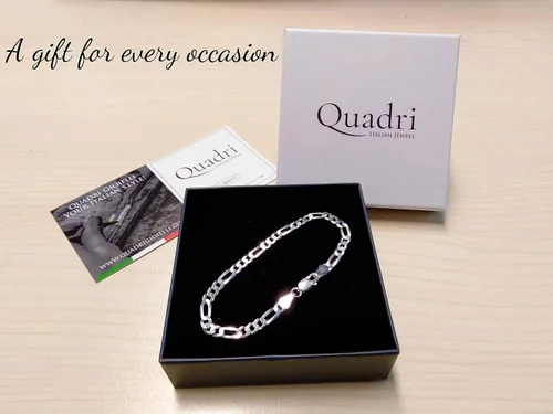 Vista 8 de Quadri - Cadena de eslabones Figaro en plata de ley 925 pulsera italiana de 0197in para mujeres hombres niñas y niños de 7 a 9 pulgadas calidad