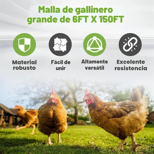 Vista 3 de HOSTIC 6 pies x 150 pies de malla de alambre de pollo de 2 pulgadas, malla hexagonal galvanizada para valla de jardín de aves de corral