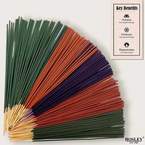 Vista 5 de Hosley Paquete de 480 varillas de incienso surtidas, 12 aromas, incluyendo Nag Champa, lavanda, sangre de dragón, bolsa de agarre, ideal