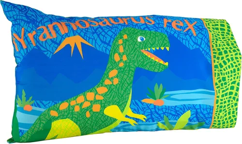 Vista 5 de Everything Kids Juego de cama infantil que brilla en la oscuridad con 4 piezas. Hada mágica, rosa, naranja, lavanda. Dinosaurios