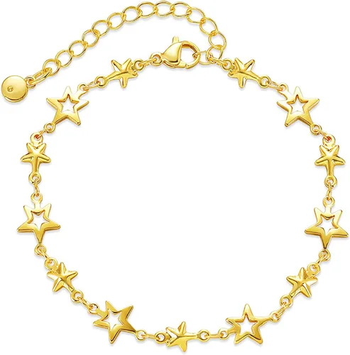 Vista 42 de Delicadas pulseras de oro para mujer, chapado en oro 18, ajustable, mal de ojo, mariposa, cuentas, perla, corazón, turquesa, hecha a mano para mujer