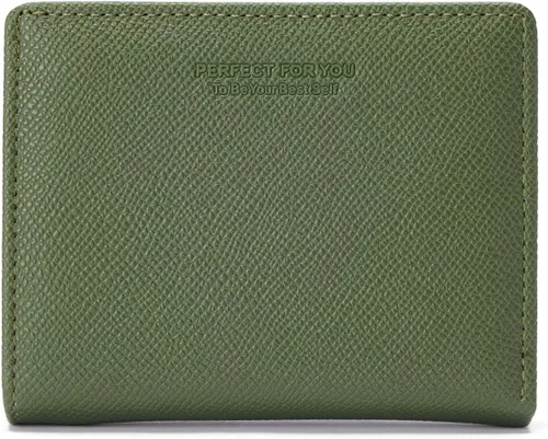 Vista 8 de WishLotus Cartera pequeña para mujer, cartera de cuero para tarjetas de crédito con bolsillo para monedas, billetera compacta plegable con ventana
