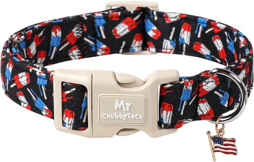 Vista 44 de MR.CHUBBYFACE· Collar de perro de San Valentín azul, lindo collar de cachorro con lazo azul, collar ajustable de algodón para mascotas con hebilla