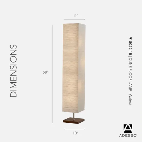 Vista 6 de Adesso Lámpara de pie de tres luces, base de madera natural y brillo ajustable, iluminación perfecta para dormitorio, sala de estar y decoración