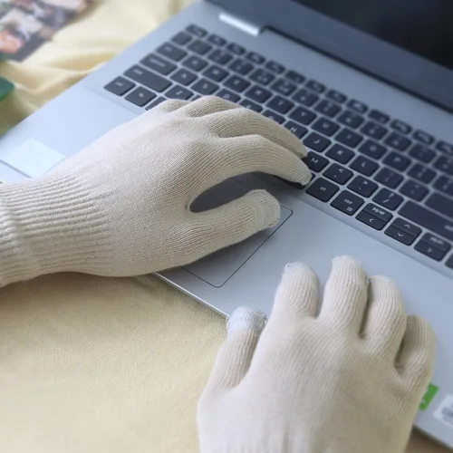 Vista 5 de Evridwear Guantes de algodón hidratantes unisex con puntas de dedos táctiles para eczema, cosmética, manos secas, terapia para piel sensible e