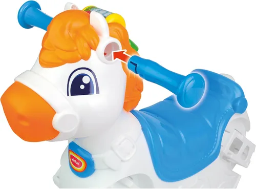 Vista 2 de Winfun Giddy-up Horsey - Juguete mecedor y de montar 2 en 1 - Sensor de movimiento interactivo con sonidos, luces y música, asas de fácil agarre