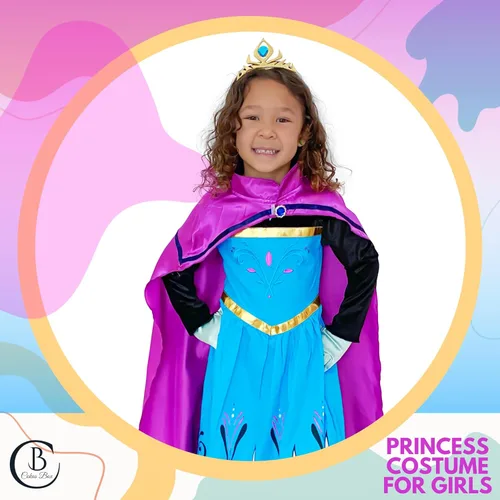 Vista 2 de Disfraz de coronación para niñas (5 años, azul-morado)