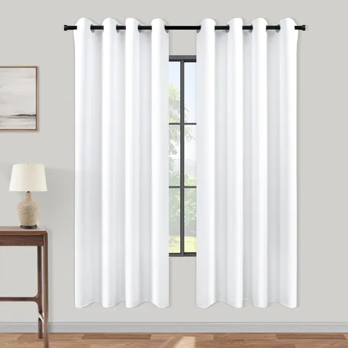 Vista 215 de KOUFALL Cortinas de Baño Aqua para Ventana, Juego de 2 Paneles Decoración Costera Cortinas Cortas Opacas para Ventana Pequeña de Cocina Puerta